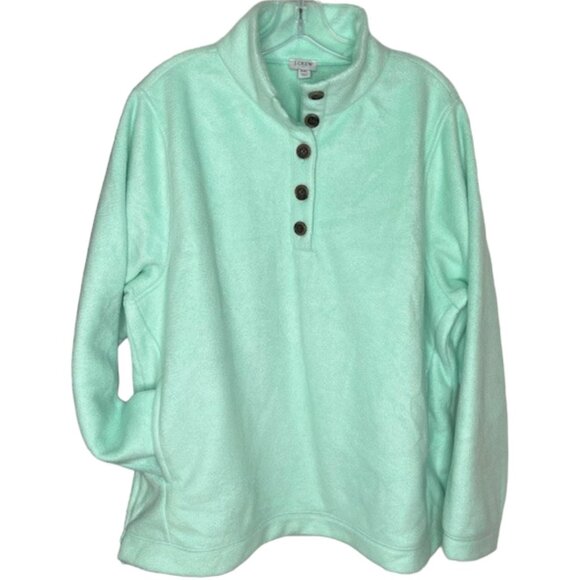 J. Crew Factory Button Front Sherpa Fleece Tunic - Mint Green - XXL - Picture 3 of 10